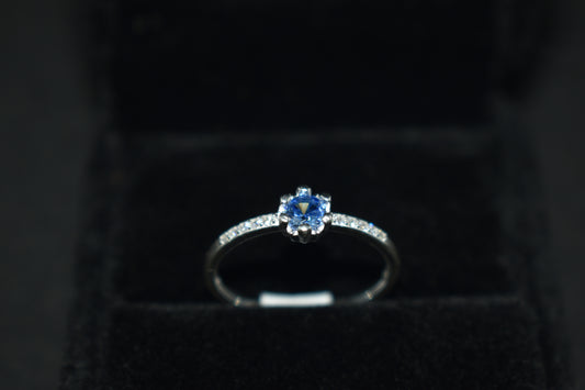 Anillo Solitario Circón Azul